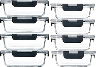 Eight Glass Food Storage Containers with Airtight Lids