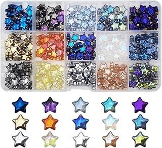 10mm Star Beads, 300pcs Crystal Glass Spacer Beads
