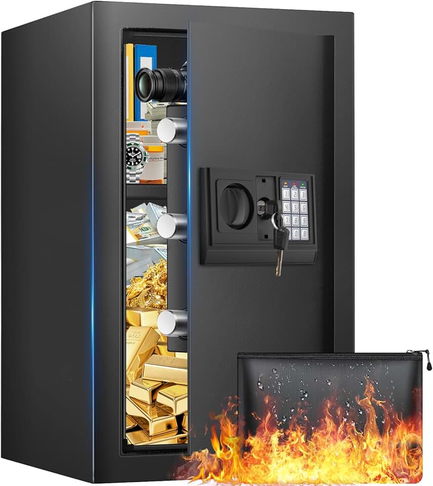 Tall Safe Box with Digital Lock and Removable Shelf