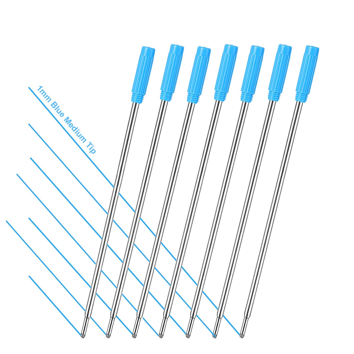 Set of 24 Blue Metal Ballpoint Pen Refills, 4.5 Inch