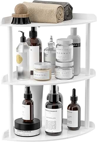 Three-tier acrylic corner shelf for bathroom, kitchen, and more