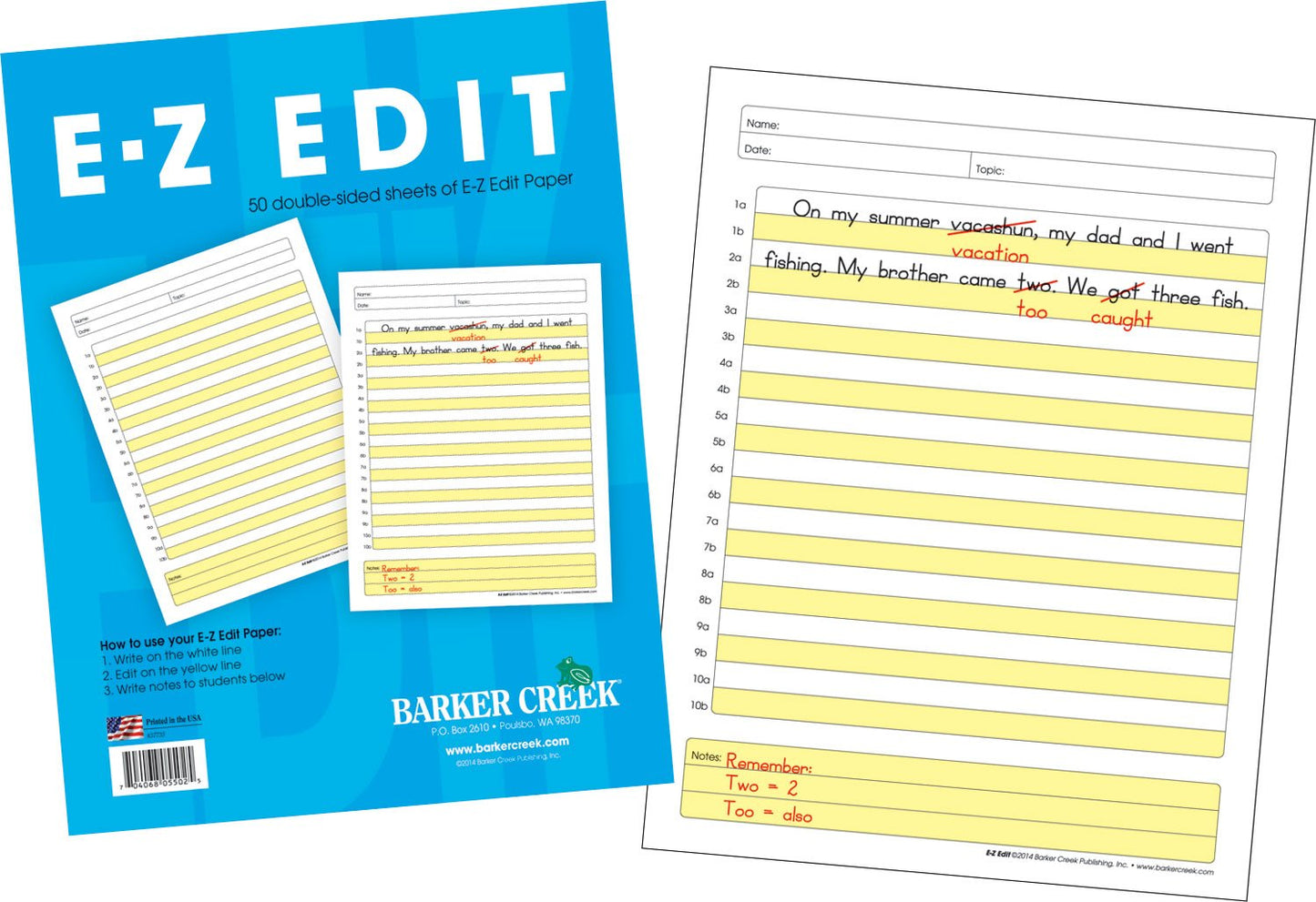 E-Z Edit Paper for Writing Practice, 8.5 x 11, 50 Sheets