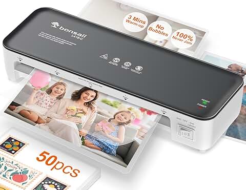9-Inch Laminator with 50 Sheets, No Jam, for Home and Office