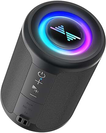 Small Portable Bluetooth Speaker with Lights and Stereo Sound
