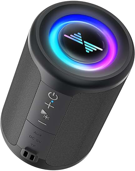 Small Portable Bluetooth Speaker with Lights and Stereo Sound