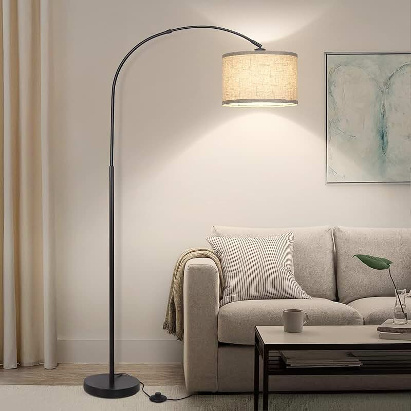 Arc Floor Lamp with Adjustable Shade for Living Room