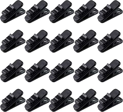 Small black cable clips for earphones, 20-pack