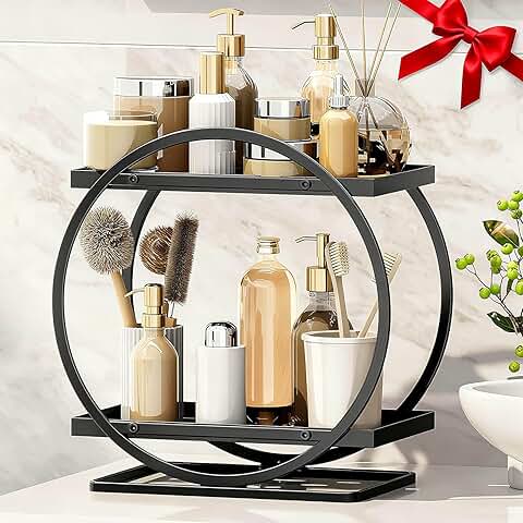 Black 2-Tier Bathroom Counter Organizer for Makeup and Skincare