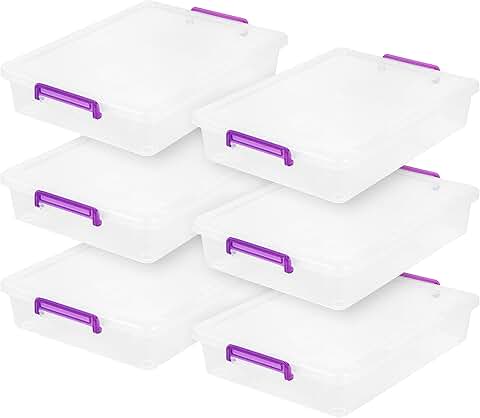 Set of 6 Clear Plastic Storage Bins with Lids