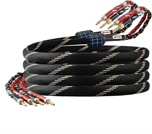 12 AWG 2-Pack Speaker Cable with Banana Plugs, 6.56ft