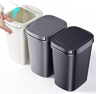 Three 10L Bathroom Trash Cans with Press Lids