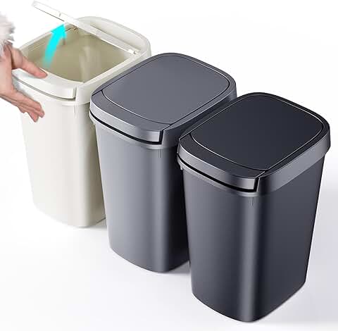Three 10L Bathroom Trash Cans with Press Lids