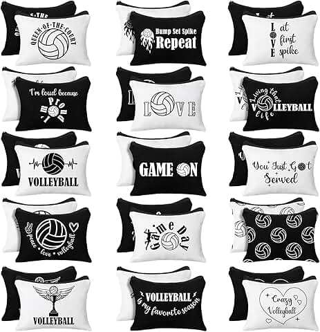30 Pcs Volleyball Cosmetic Bags for Women and Teams
