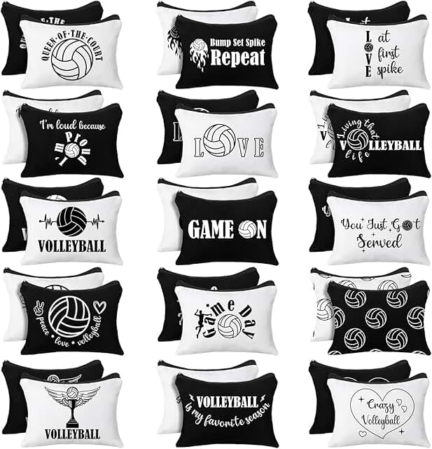 30 Pcs Volleyball Cosmetic Bags for Women and Teams