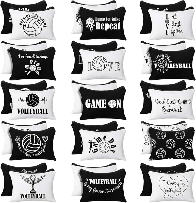 30 Pcs Volleyball Cosmetic Bags for Women and Teams
