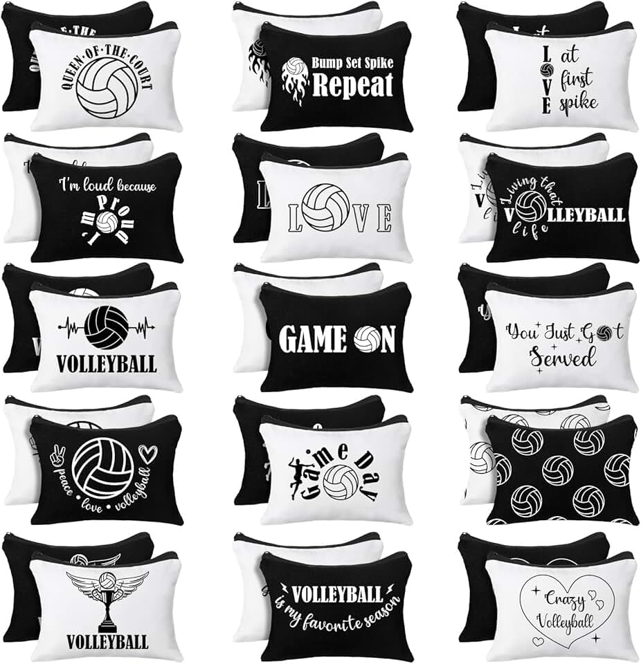 30 Pcs Volleyball Cosmetic Bags for Women and Teams