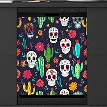 Mexican Sugar Skulls and Cactus Flower Dishwasher Cover
