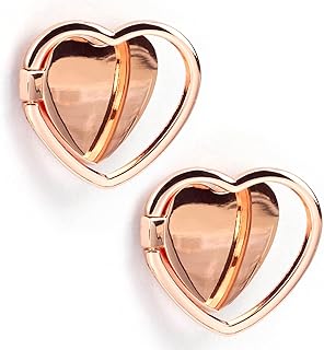 Two Glossy Heart-Shaped Phone Ring Holders with 360° Rotation