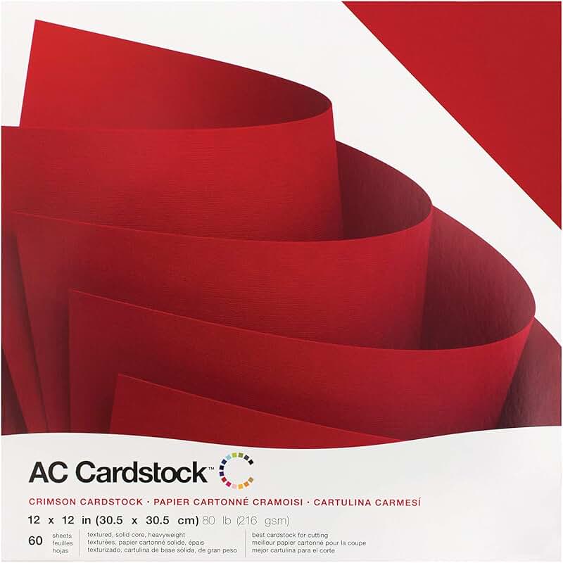 12x12 Red Cardstock Paper Pack, 60 Sheets