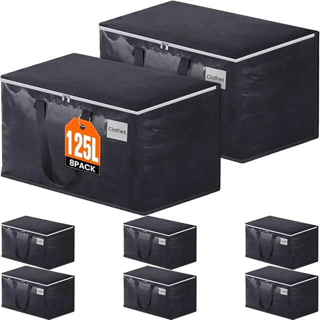 Heavy Duty Moving Bags with Handles, Collapsible Storage Totes, 8 Pack