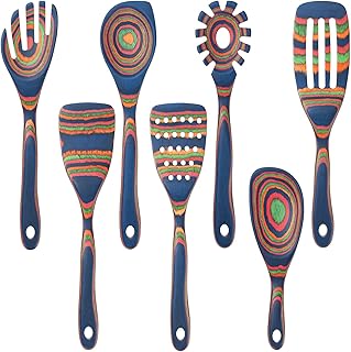 Set of 7 Wooden Cooking Utensils for Non-Stick Pans