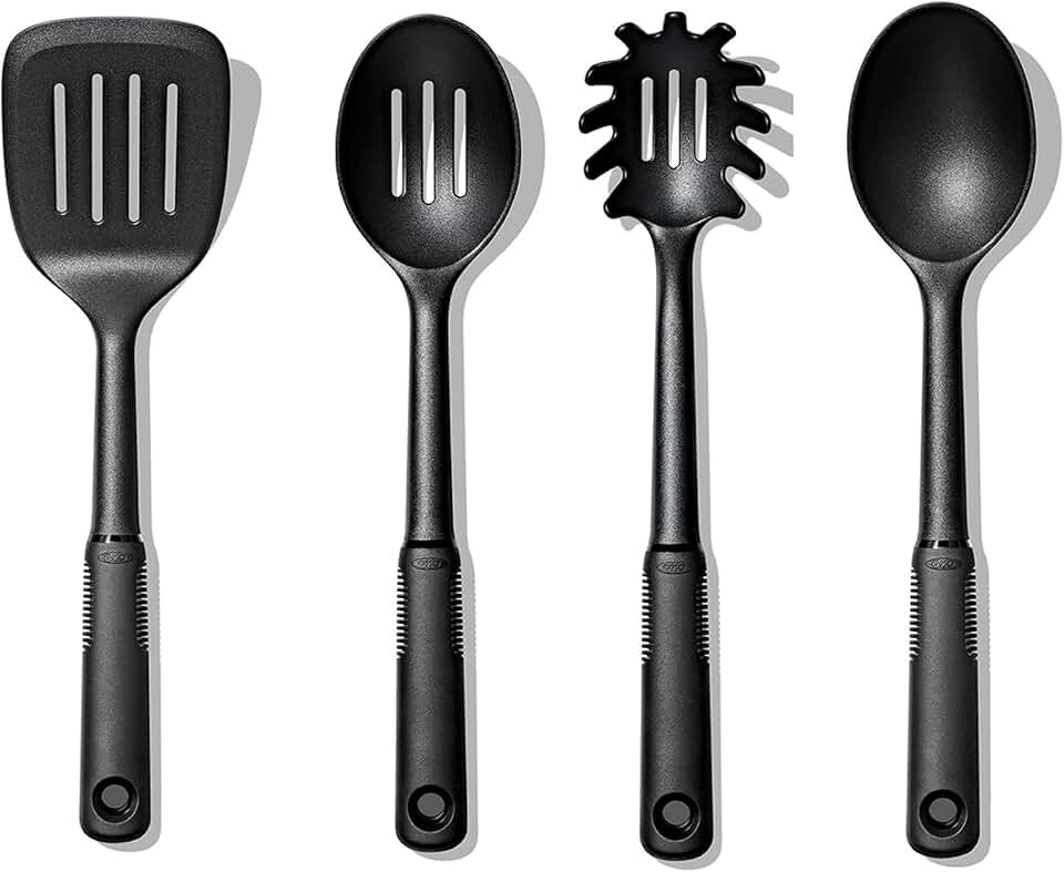 4-Piece Nylon Kitchen Tool Set in Black