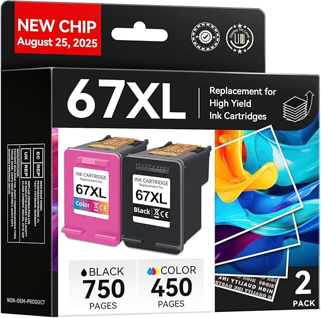 Black Ink Cartridges for HP DeskJet and Envy Printers