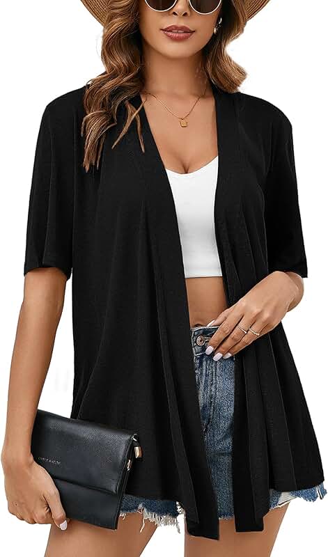 Women's Short Sleeve Open Front Knit Cardigan