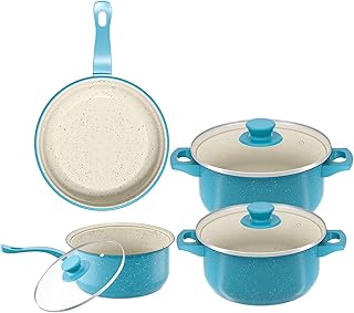 13-Piece Turquoise Ceramic Cookware Set with Utensils