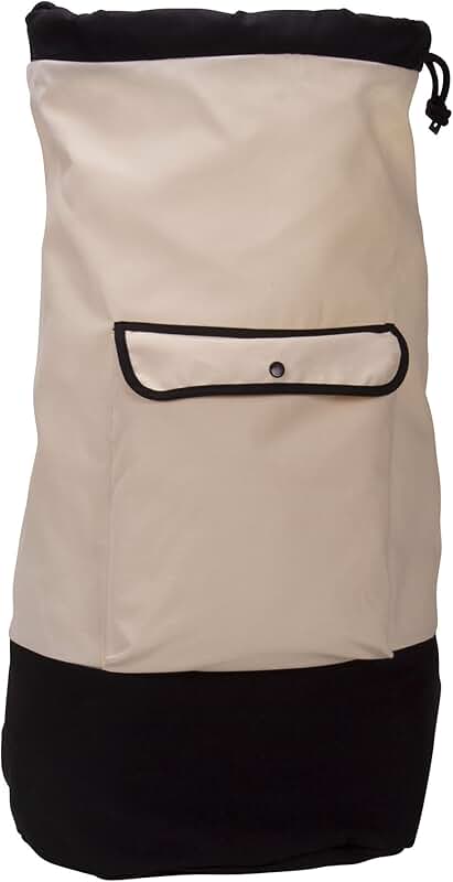 Cream and black household laundry bag