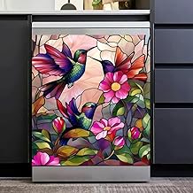 Hummingbird and flower dishwasher magnet cover, 23"x26"
