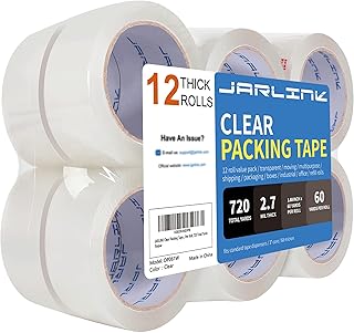 Heavy Duty Clear Packing Tape, 12 Rolls