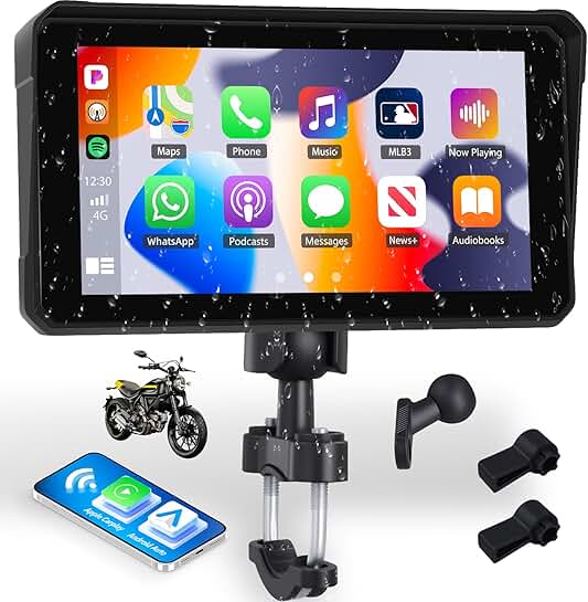 6-Inch Waterproof Touch Screen with Wireless CarPlay and Android Auto