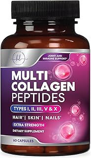 Multi Collagen Supplement for Hair, Skin, Nails, Joints, 60 Capsules