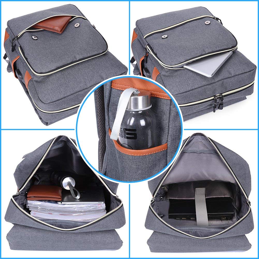 Vintage Laptop Backpack for Women Men,School College Backpack with USB Charging Port Fashion Backpack Fits 15.6Inch Notebook, Grey