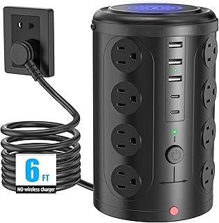 16-Outlet Power Strip with USB Ports and Extension Cord
