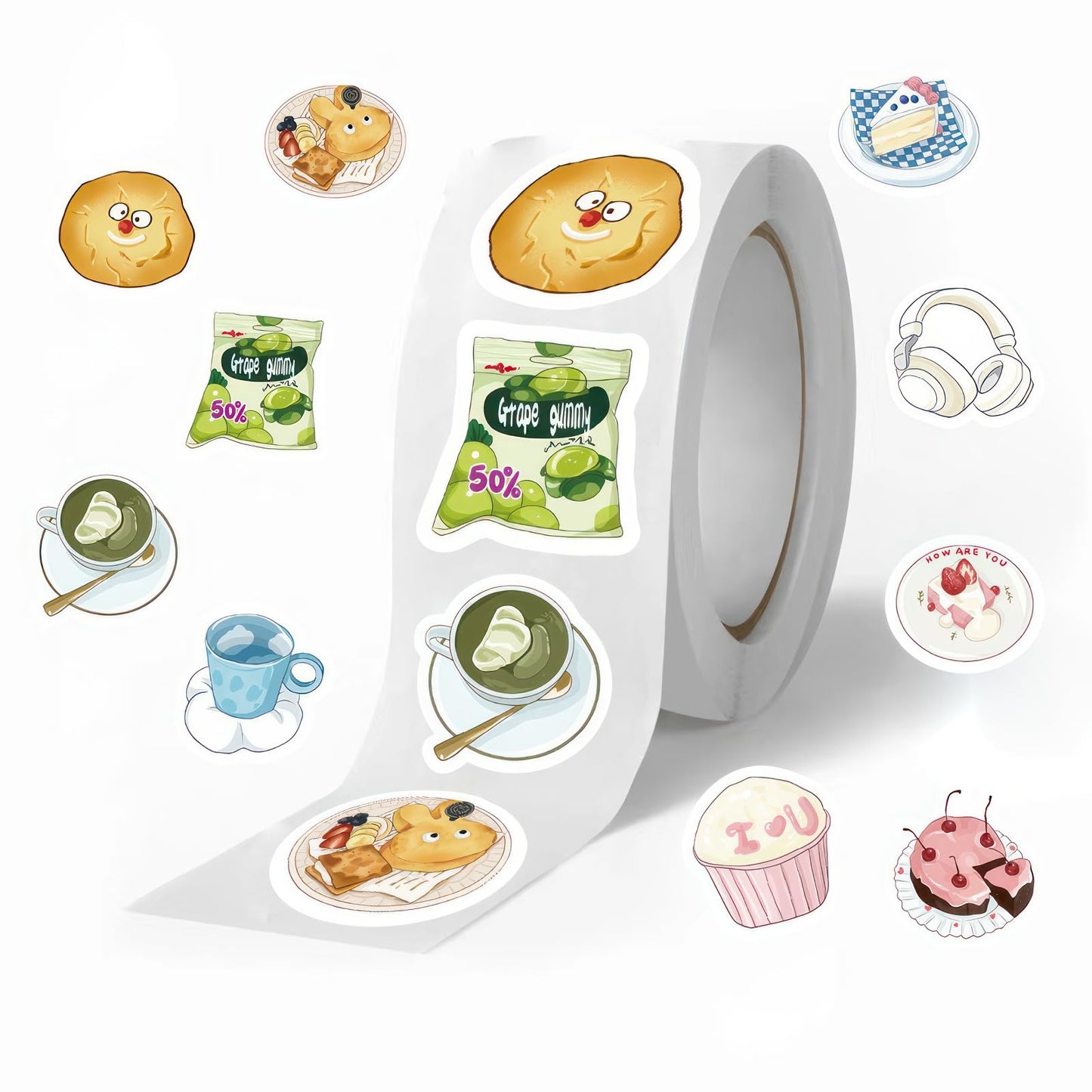 500 Cute Cartoon Food Stickers for Crafts and Decor