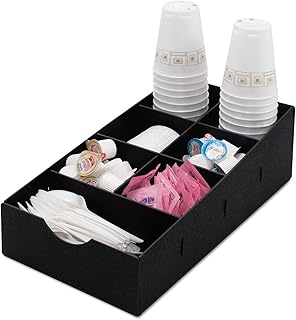 Black 7-Compartment Plastic Condiment Caddy