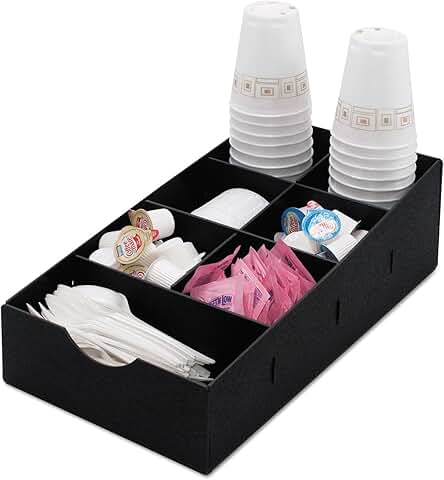 Black 7-Compartment Plastic Condiment Caddy