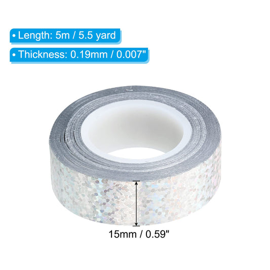Shimmering Silver HoloTape 15mm x 5m 1 Pack
