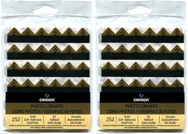 Set of Two Gold Archival Self-Adhesive Photo Corners, 252 Each