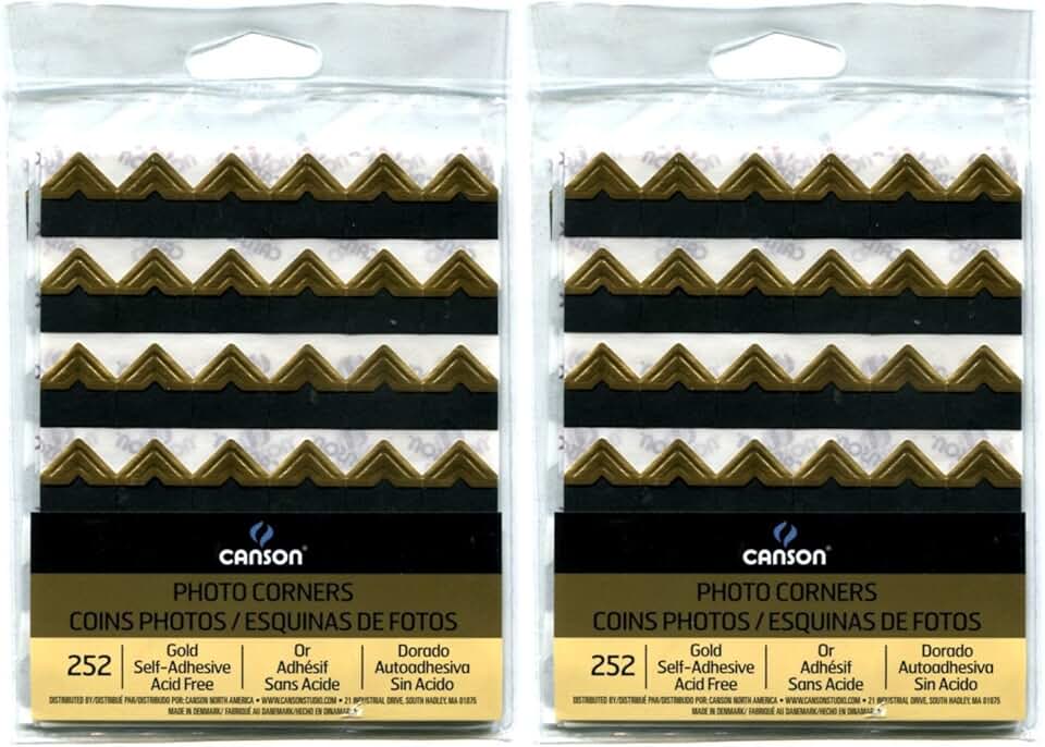Set of Two Gold Archival Self-Adhesive Photo Corners, 252 Each