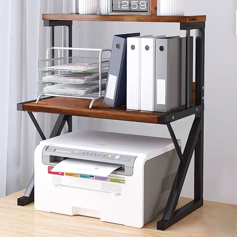 Large 3-Tier Printer Stand for Desk in Rustic Brown