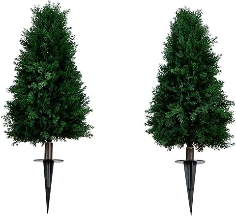 Set of 2 UV Resistant Artificial Cedar Plants, 2.5ft