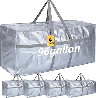 Set of four large foldable storage bags with zippers and handles