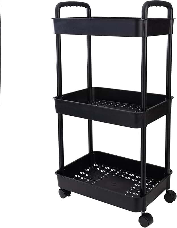 3-Tier Rolling Storage Cart, 15.15"x10.82"x29.5"