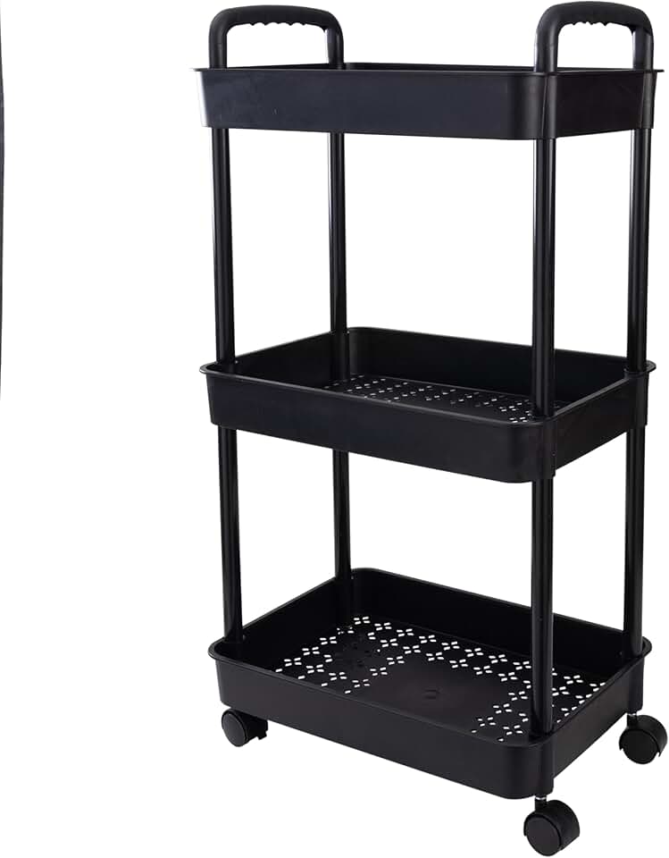 3-Tier Rolling Storage Cart, 15.15"x10.82"x29.5"