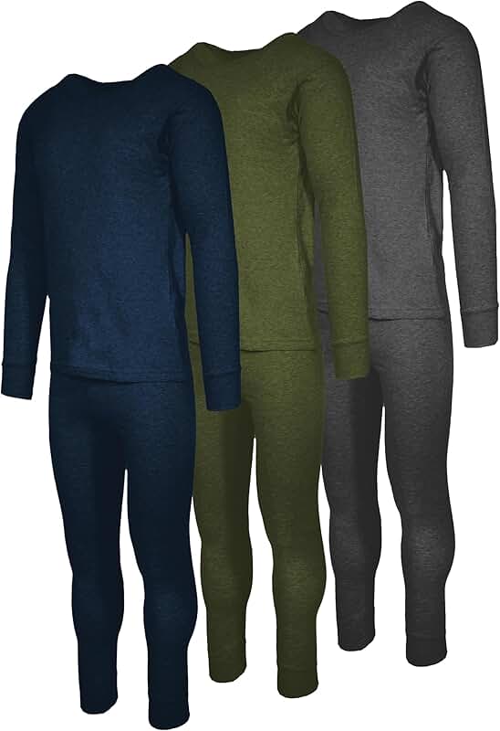 Men's 2 or 6 Piece Long Sleeve and Pant Thermal Underwear Set