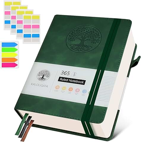 Green A5 College Ruled Notebook with 365 Pages