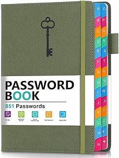 Colorful Alphabetical Password Log Book in Sage Green
